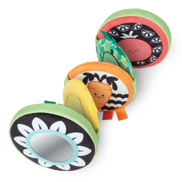 A kid playing with The Farmers Market Tummy Time Roller Toy