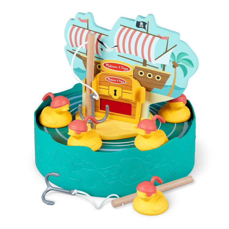 The loose pieces of The Melissa & Doug Fun at the Fair! Hook a Duck Pirate Fishing Game