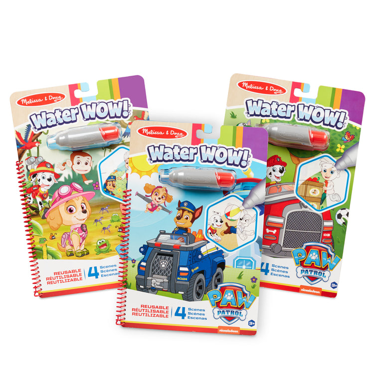 The loose pieces of The Melissa & Doug PAW Patrol Water Wow! 3-Pack - Skye, Chase, Marshall Water Reveal Travel Activity Pads