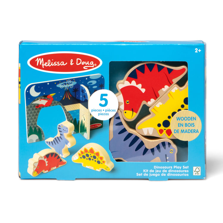 The front of the box for The Wooden Dinosaurs Play Set