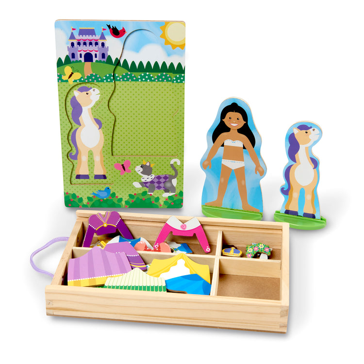  The Melissa & Doug Princess & Horse Magnetic Pretend Play Wooden Dolls Pretend Play Set (35 pcs)