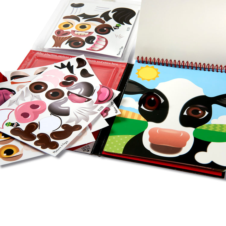  The Melissa & Doug On the Go Make-a-Face Reusable Sticker Pad Travel Toy Activity Book – Farm Animals (10 Scenes, 76 Cling Stickers)