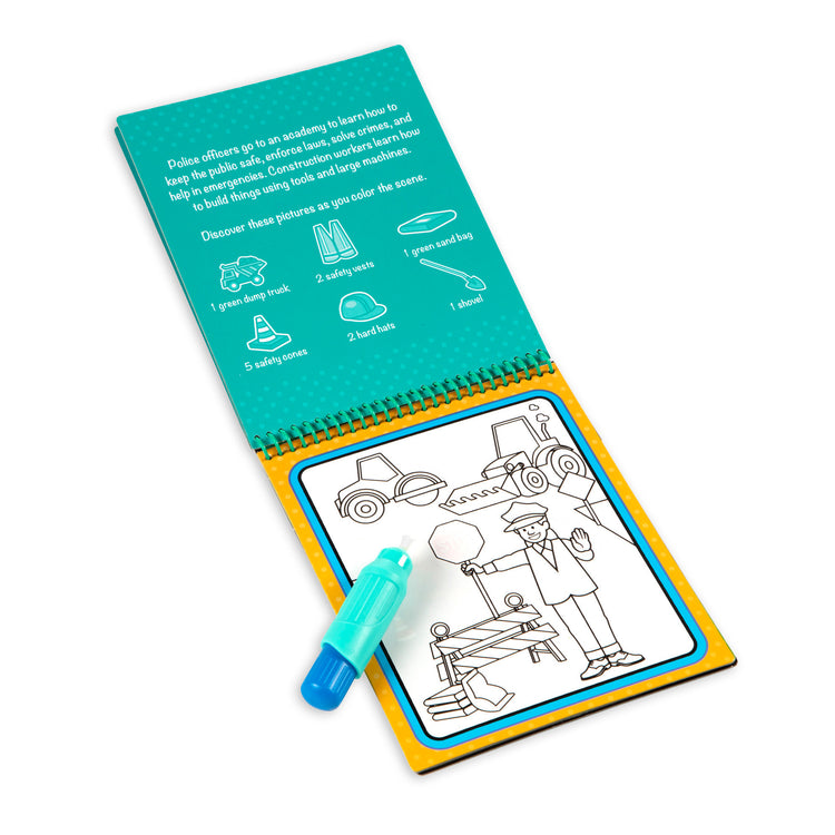 The loose pieces of The Melissa & Doug On the Go Water Wow! Reusable Water-Reveal Activity Pad – Occupations
