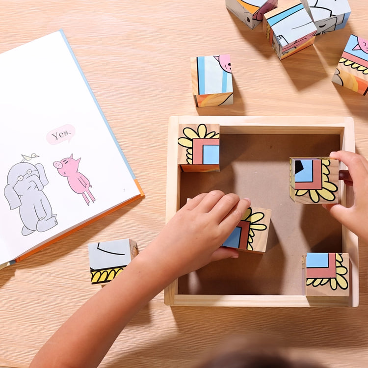 Elephant & Piggie Book & Wooden Cube Puzzle Bundle