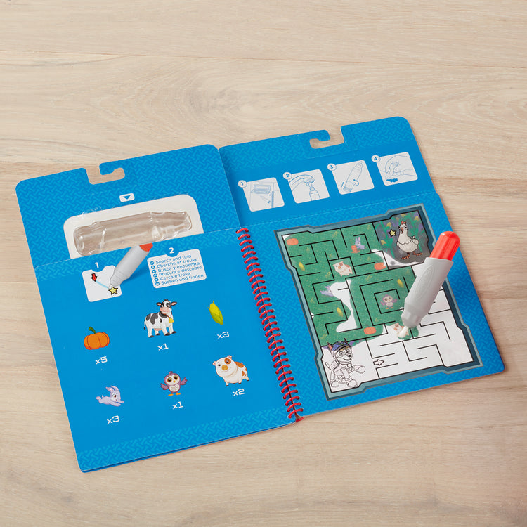 A playroom scene with The Melissa & Doug PAW Patrol Water Wow! 3-Pack - Skye, Chase, Marshall Water Reveal Travel Activity Pads