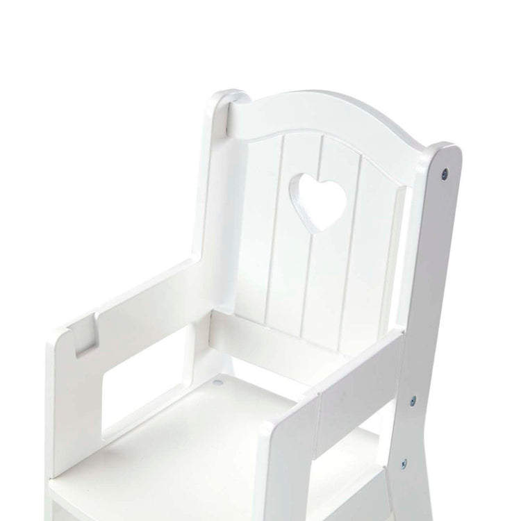 The loose pieces of The Melissa & Doug Mine to Love Wooden Play High Chair for Dolls, Stuffed Animals - White (18”H x 8”W x 11”D Assembled)
