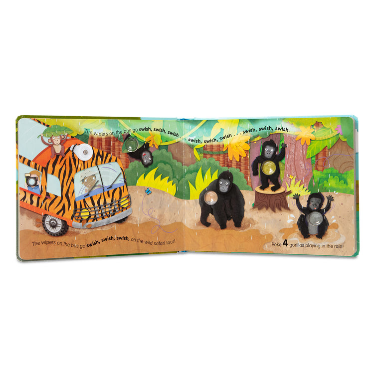 The loose pieces of The Melissa & Doug Children's Book - Poke-a-Dot: The Wheels on the Bus Wild Safari (Board Book with Buttons to Pop)
