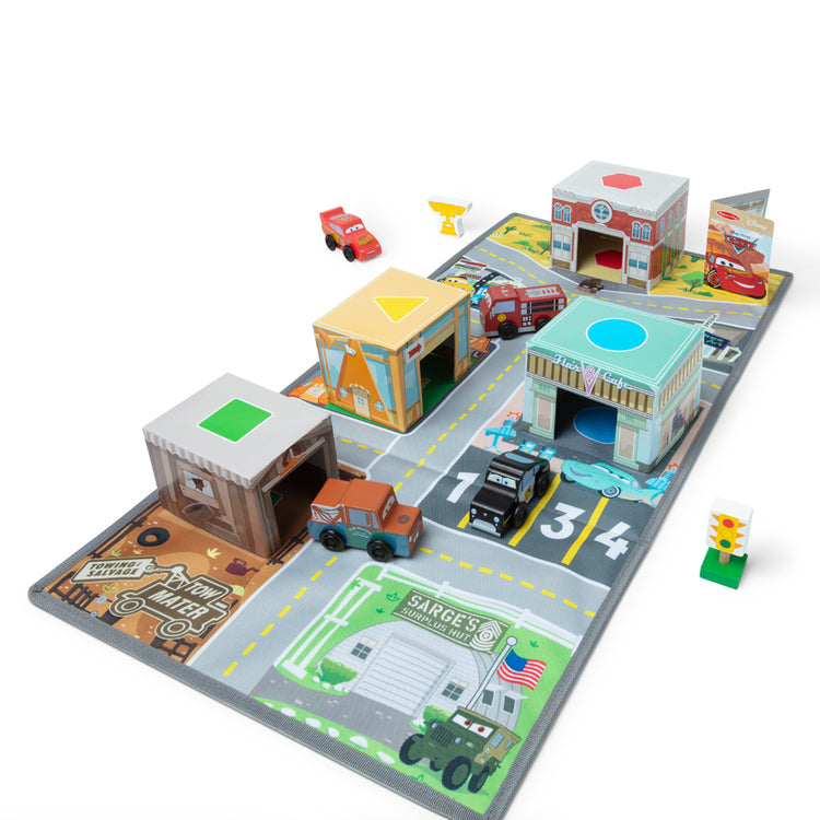 The loose pieces of The Radiator Springs Nest and Stack Play Set
