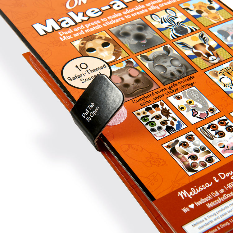  The Melissa & Doug On the Go Make-a-Face Reusable Sticker Pad Travel Toy Activity Book – Safari Animals (10 Scenes, 66 Cling Stickers)