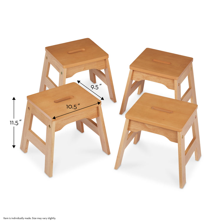  The Melissa & Doug Wooden Stools – Set of 4 Stackable, Portable 11-Inch-Tall Stools (Natural)
