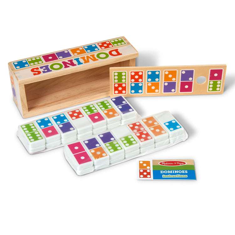  The Melissa & Doug Dominoes Tabletop Game with 28 Colorful Tiles in Wooden Storage Box