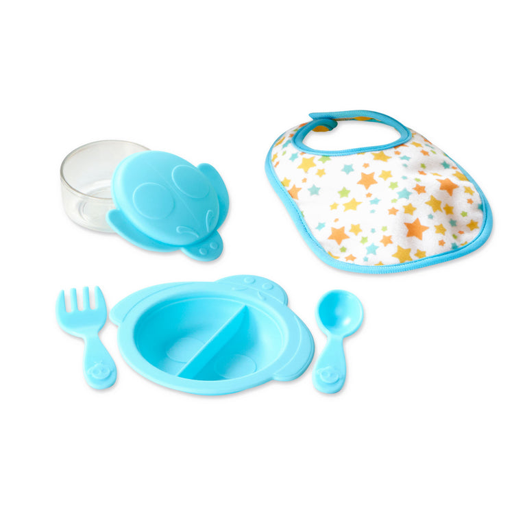  The Melissa & Doug Mine to Love Mealtime Play Set for Dolls with Bottle, Pretend Baby Food Jars, Snack Pouch, More (24 pcs)