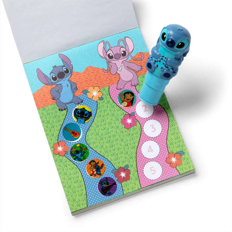 The loose pieces of The Melissa & Doug Sticker WOW! Disney Stitch 24-Page Activity Pad with 300 Stickers - For Ages 3+