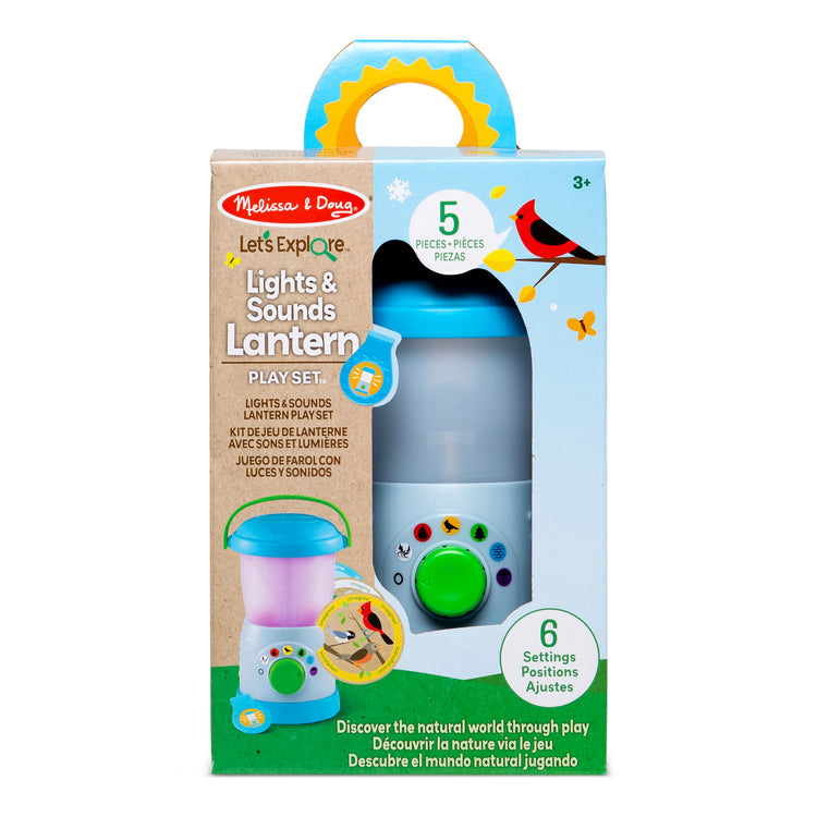 The front of the box for The Melissa & Doug Let’s Explore™ Light & Sound Camping Lantern Play Set