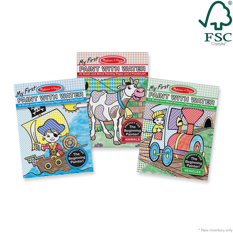  The Melissa & Doug My First Paint With Water Activity Books Set - Animals, Vehicles, and Pirates