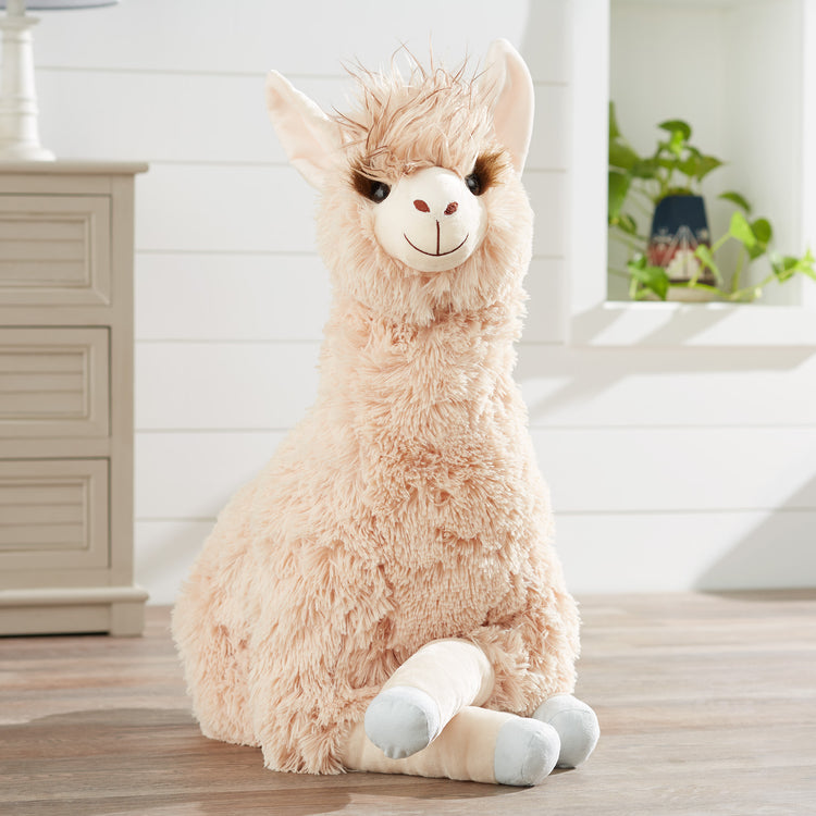 A playroom scene with The Melissa & Doug Jumbo Llama Stuffed Plush Animal (26 Inches Tall)