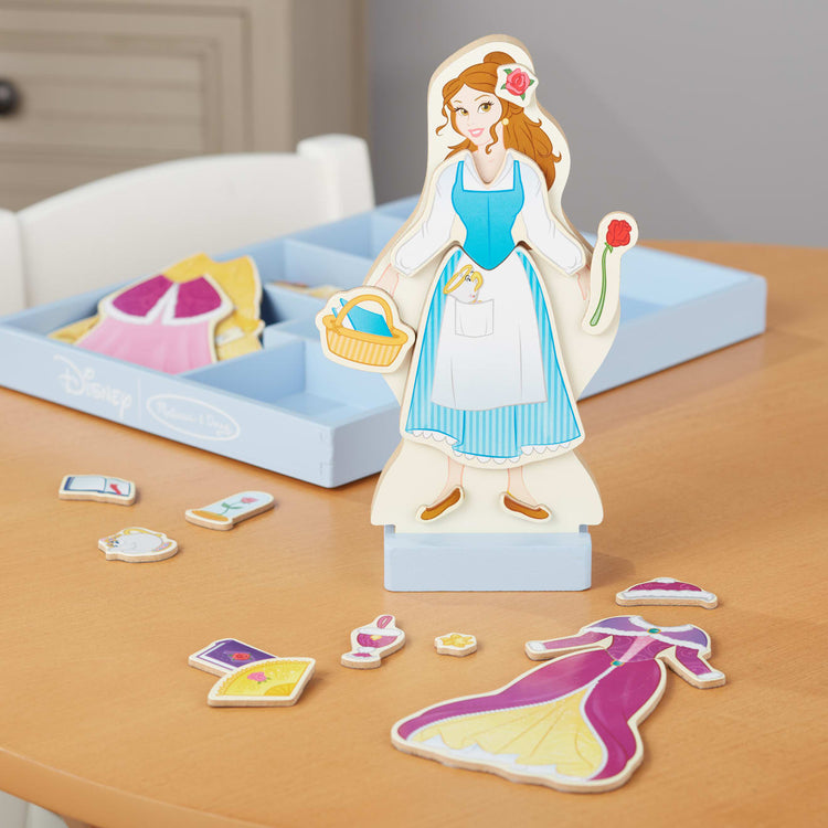 the Melissa & Doug Disney Belle Magnetic Dress-Up Wooden Doll Pretend Play Set
