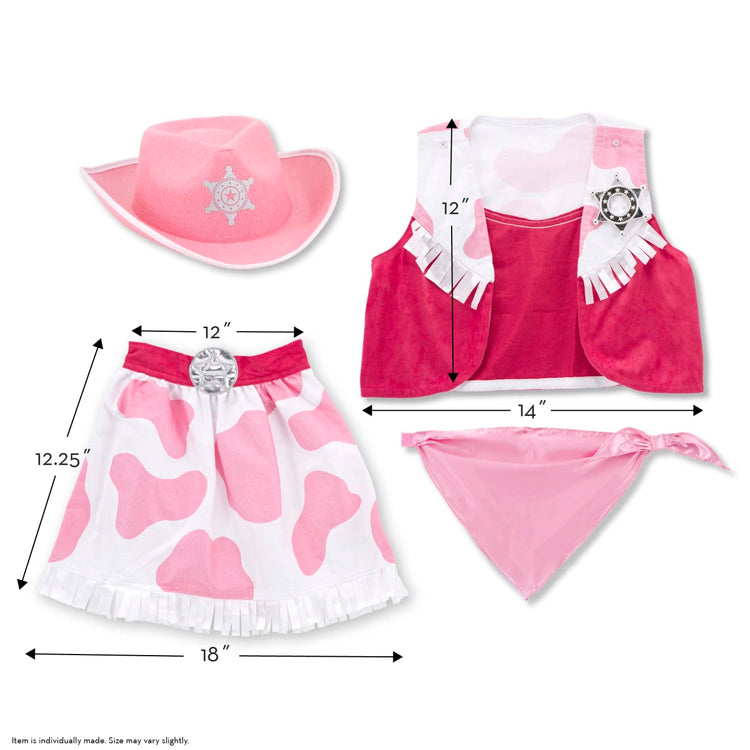 Melissa & Doug Cowgirl Role Play Costume Set (5pcs) - Skirt, Hat, Vest, Badge, Scarf