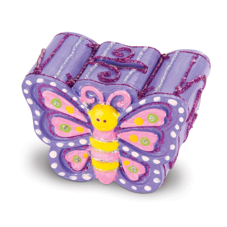 The front of the box for the Melissa & Doug Created by Me! Favorite Things Craft Kits Set:  Decorate-Your-Own Flower and Heart Treasure Boxes and Butterfly Bank