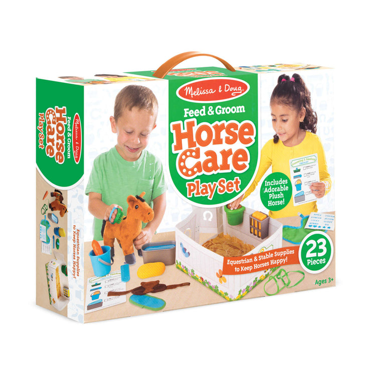 the Melissa & Doug Feed & Groom Horse Care Play Set With Plush Stuffed Animal (23 pcs)