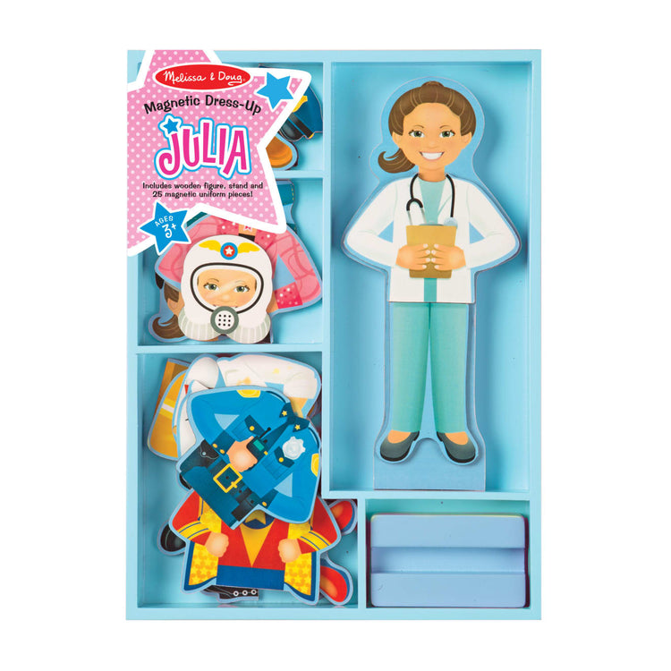 the Melissa & Doug Julia Magnetic Dress-Up Wooden Doll Pretend Play Set (25+ pcs)
