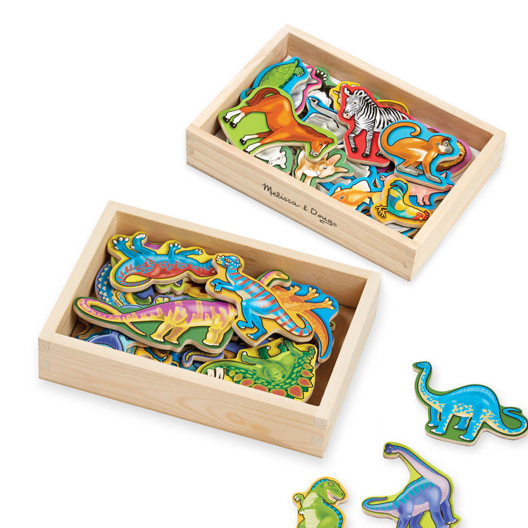 the Melissa & Doug Wooden Magnets Set - Animals and Dinosaurs With 40 Wooden Magnets