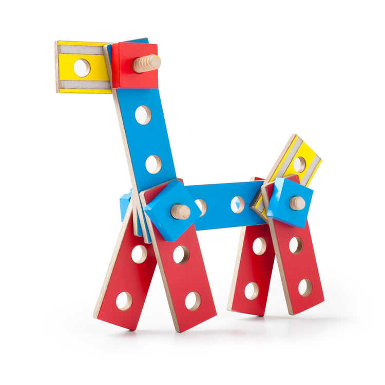 An assembled or decorated the Melissa & Doug Hammer and Saw Tool Bench - Wooden Building Set (32 pcs)