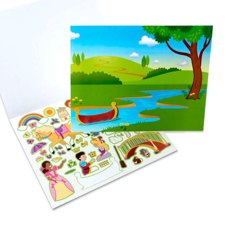 The front of the box for the Melissa & Doug Reusable Sticker Pads Set: Fairies, Princess Castle, Play House, Dress-Up - 680+ Stickers