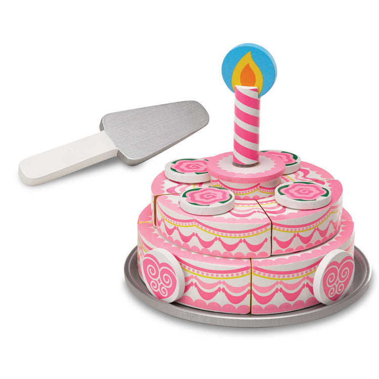the Melissa & Doug Triple-Layer Party Cake Wooden Play Food Set